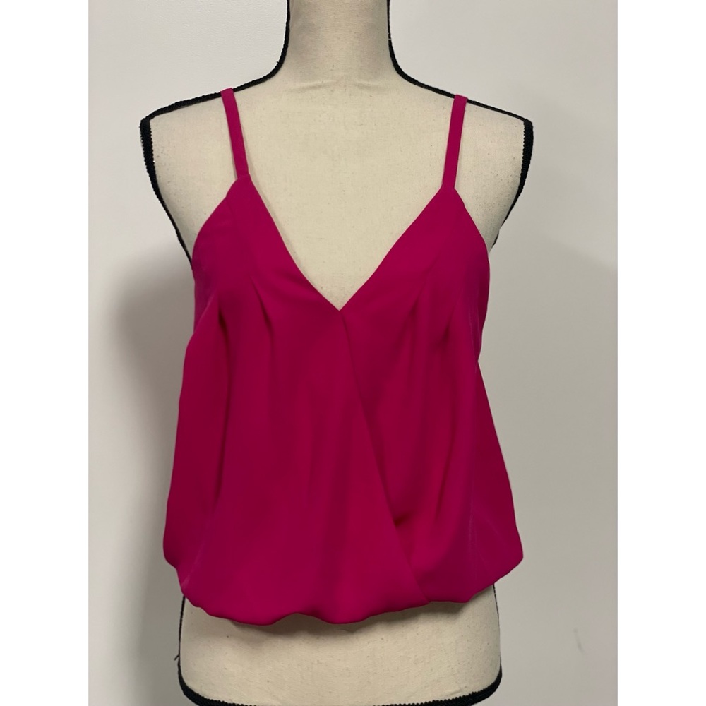 INC International Concepts V-Neck Tank Top Chiffon Blouse Pink Size S